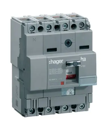 Produktfoto 1 von Hager HHA, Kompaktschutzschalter 4-polig, 40A DIN-Hutschiene 415V ac