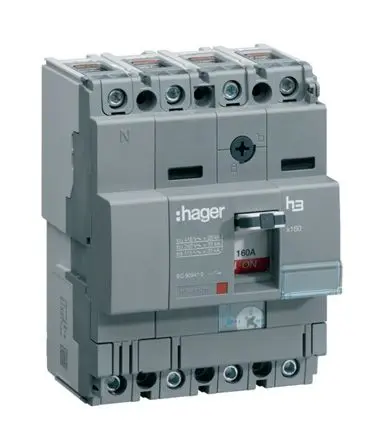 Produktfoto 1 von Hager HHA, Kompaktschutzschalter 4-polig, 125A DIN-Hutschiene 415V ac