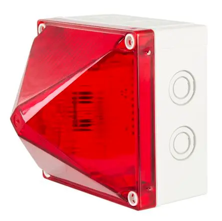 Moflash X700 Synchronous Xenon Filament/Warnsummer Signalleuchte 230V Rot Oberfläche x 125 mm IP66, IP67