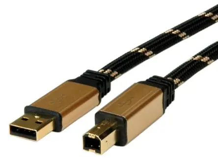 Produktfoto 1 von Roline Stecker ROLINE GOLD IC-Buchse USB-Kabel, USB Typ A Stecker / USB B, 4.5 m USB 2.0 Schwarz, Gold