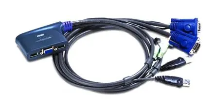 Aten KVM-Switch 2-Port 1 Videoausgänge VGA USB 3,5 mm Stereo 2048 x 1536 pixel