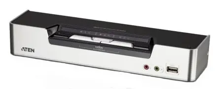 Produktfoto 1 von Aten KVM-Switch 2-Port 2 Videoausgänge DVI 2 Displays USB 3,5 mm Stereo 2560 x 1600 pixel