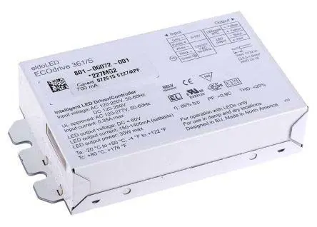 Produktfoto 1 von eldoLED LED-Treiber, 30 W 120 V ac, 250 V ac, 277 V ac, 120V dc, 250 V dc LED-Treiber 350mA, Ausgang 55V 1 bis 10 V