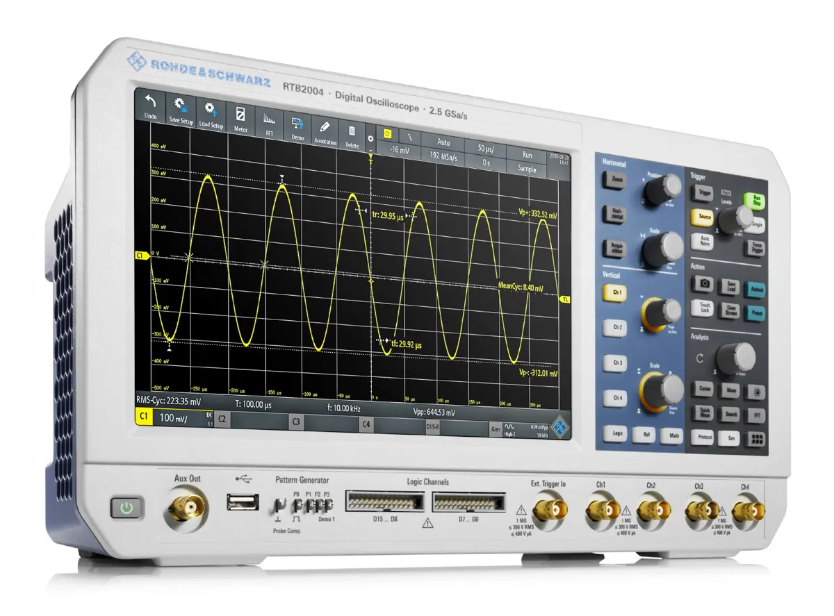 Produktfoto 1 von Rohde & Schwarz RTB2000 RTB-2004 Mixed-Signal Tisch Oszilloskop 4-Kanal Analog / 16 Digital 100MHz,