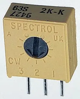 Vishay 63S 1-Gang Durchsteckmontage Trimm-Potentiometer, Einstellung von oben, 2 kΩ, 10 %, 0.5 W, Stift, L. 9.52 mm