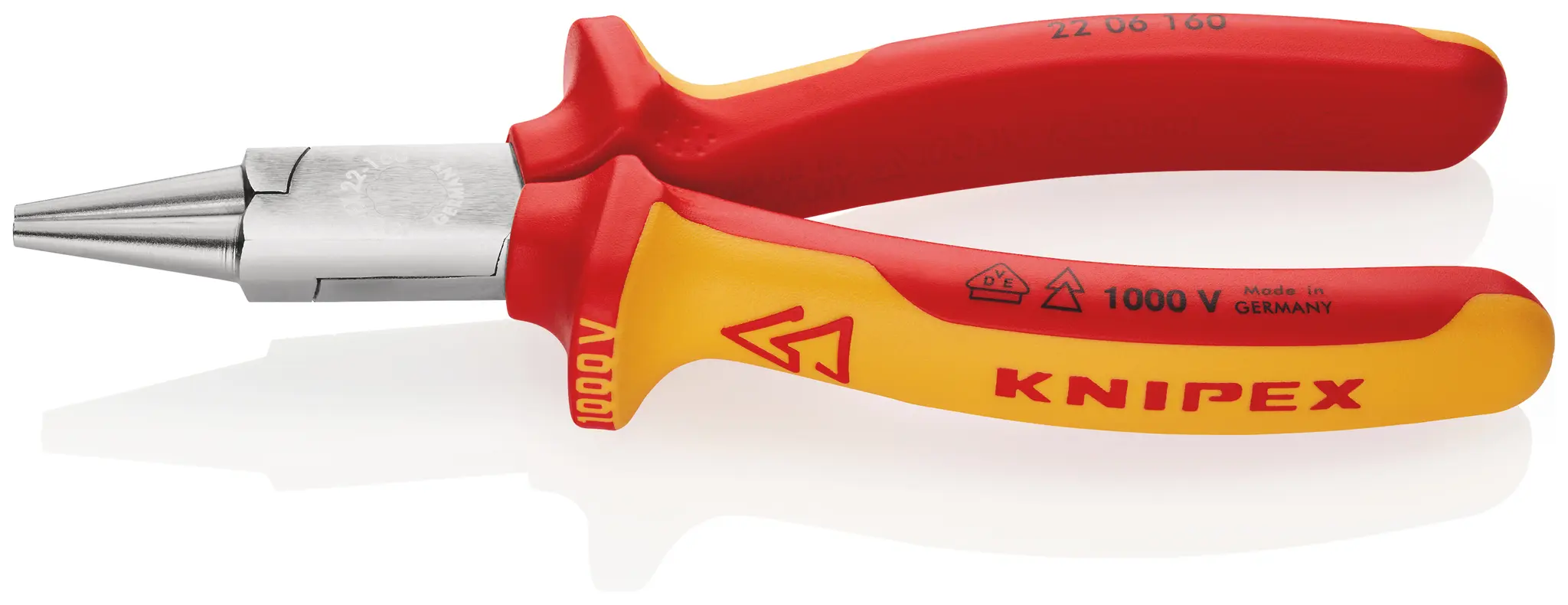 Produktfoto 1 von Knipex 20 06 Flachzange / Backen 30mm Rund 160 mm VDE 1000V zugelassen Schließer (NO)