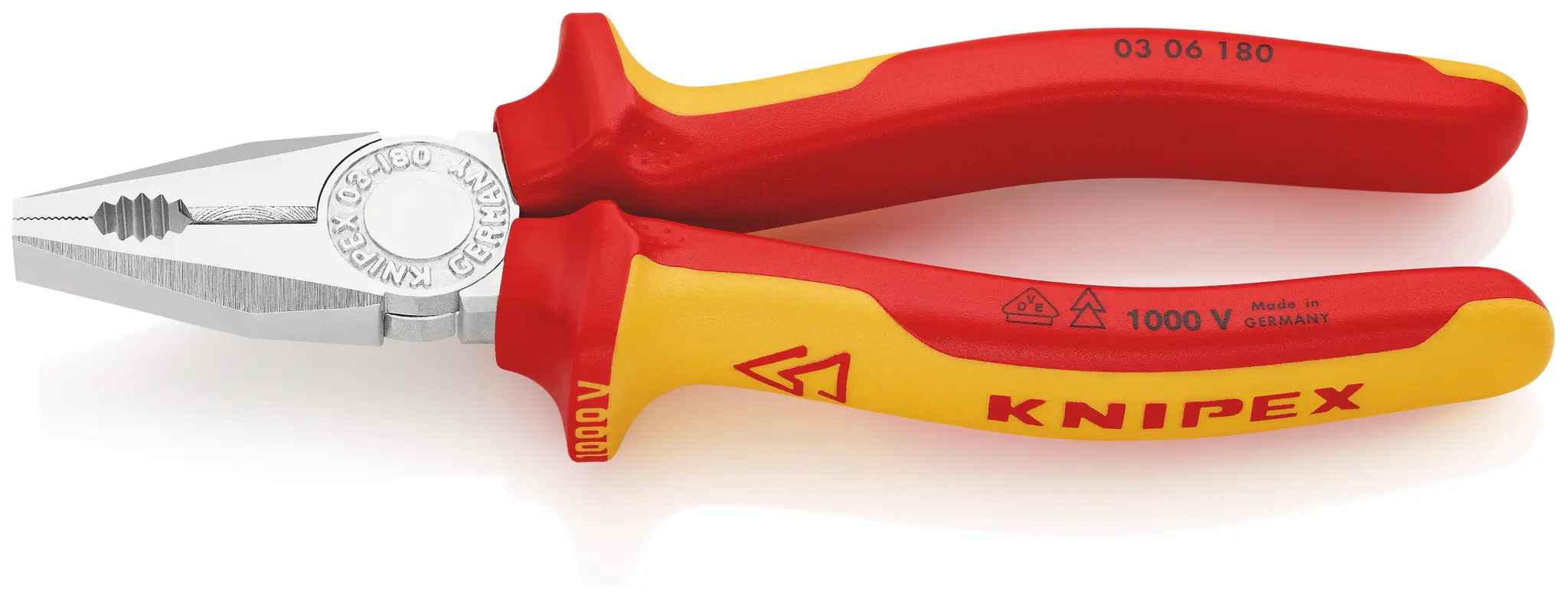 Produktfoto 1 von Knipex Rundzange Schneidkraft → Copper Cable: 12 mm Hard Wire: 2, 2 mm Medium Hard Wire: 3, 4 mm 180 mm VDE 1000V