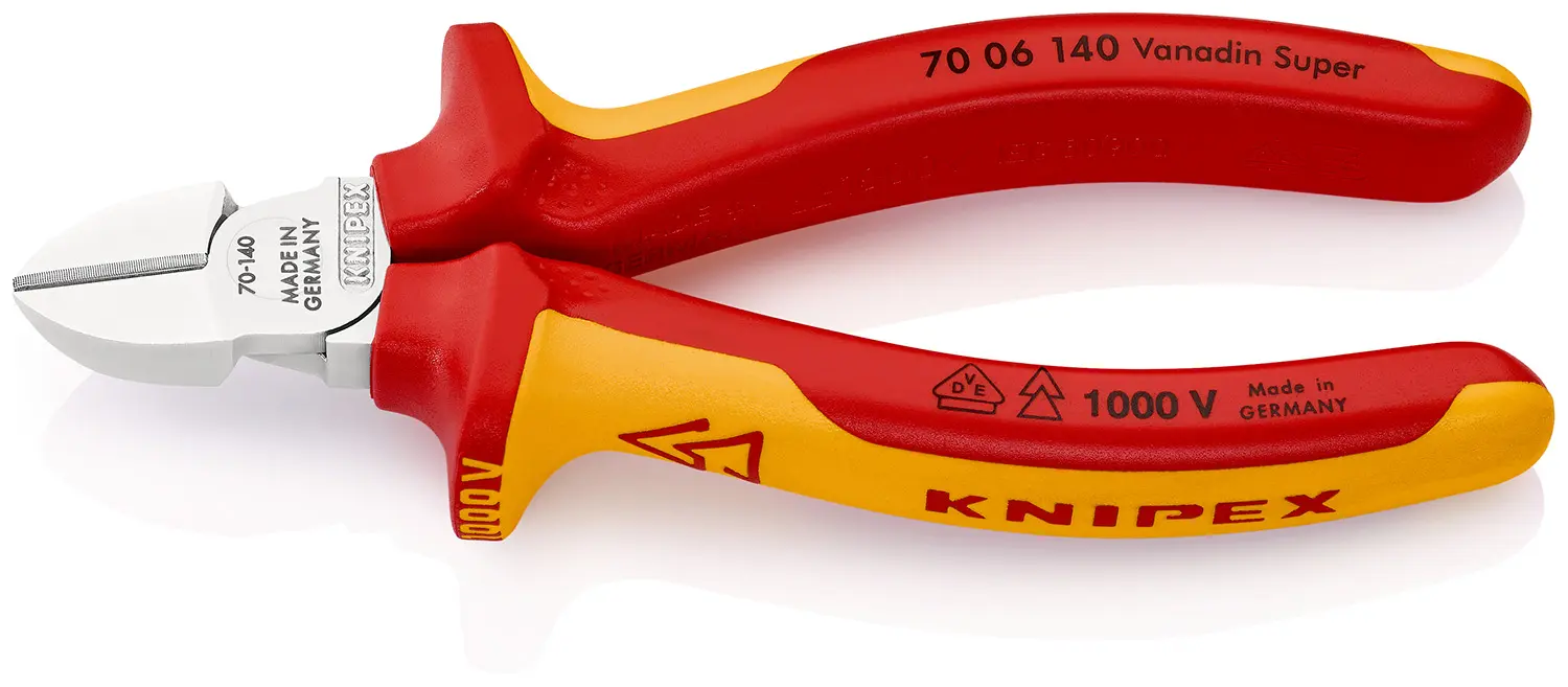 Produktfoto 1 von Knipex Knipex VDE 1000V zugelassen Mit abgeflachter Kante Seitenschneider Schließer (NO) 140 mm / Backen 10mm,