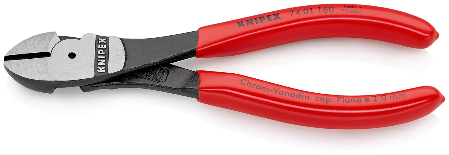 Produktfoto 1 von Knipex Knipex Mit abgeflachter Kante Seitenschneider Schließer (NO) 160 mm / Backen 10mm, Schneidleistung 3.1 mm