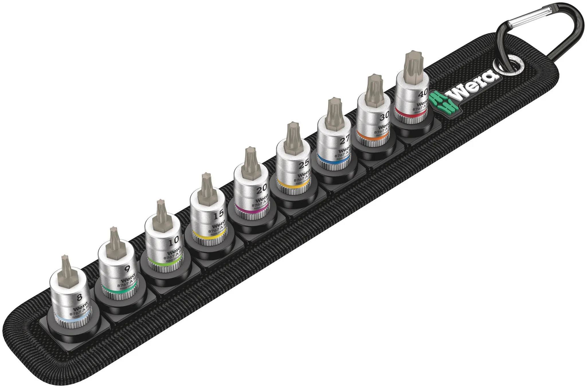 Produktfoto 1 von Wera Innensechsrund Innensechsrund Hf-Zyklop-Bit-Steckschlüsselsatz CrV-Stahl 1/4 in, Länge 265 mm, 9-teilig