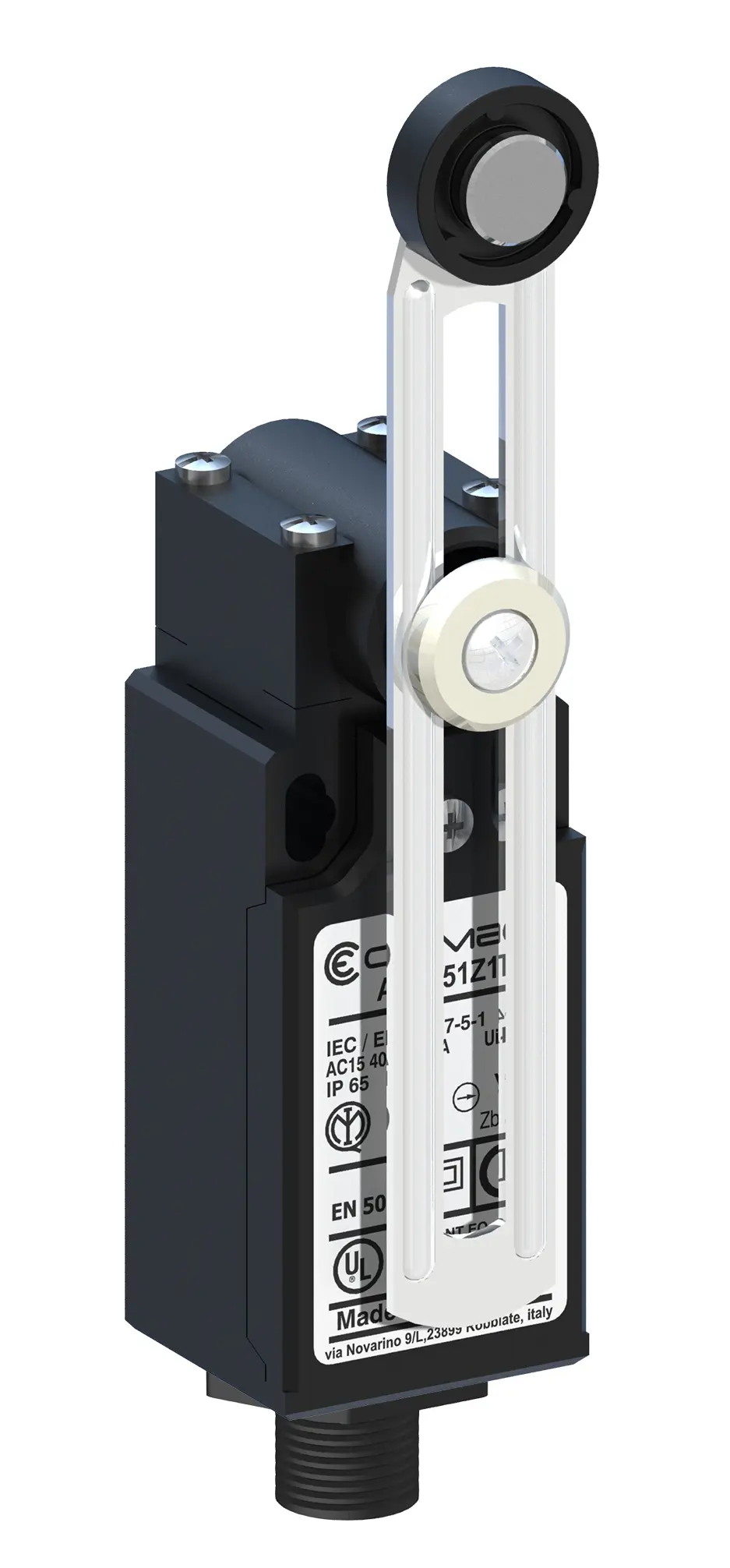 Produktfoto 1 von RS PRO Endschalter, Rollenhebel, DPST, Schließer/Öffner, IP 65, Kunststoff, 10A Anschluss M12