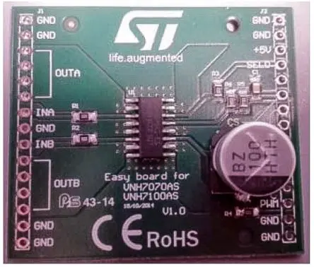 Produktfoto 1 von STMicroelectronics VNH7070AS, VNH7100AS Evaluierungsplatine, VNH7100AS Evaluierungsboard Motortreiber, für H-Brücke