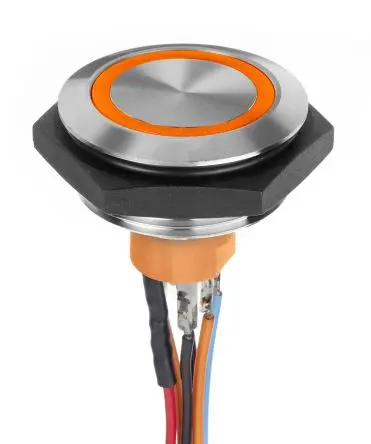 Produktfoto 1 von APEM AV Druckschalter Gelb Beleuchtet Tastend Panel Ø 30.2 mm, SPST / 1A 30 V dc, IP67