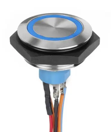 Produktfoto 1 von APEM AV Druckschalter Blau Beleuchtet Tastend Panel Ø 30.2 mm, SPST / 1A 30 V dc, IP67