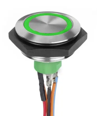 Produktfoto 1 von APEM AV Druckschalter Grün Beleuchtet Tastend Panel Ø 30.2 mm, SPST / 1A 30 V dc, IP67
