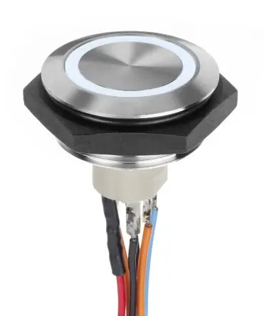 Produktfoto 1 von APEM AV Druckschalter Weiß Beleuchtet Tastend Panel Ø 30.2 mm, SPST / 1A 30 V dc, IP67
