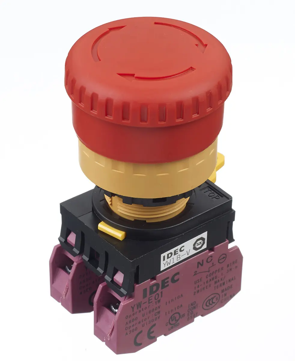Produktfoto 1 von Idec YW Not-Aus-Drucktaster, Ausschnitt, Panel, Ø 22 mm, 2 Öffner, Rot IP65, x 78.3 mm, Drehfreigabe