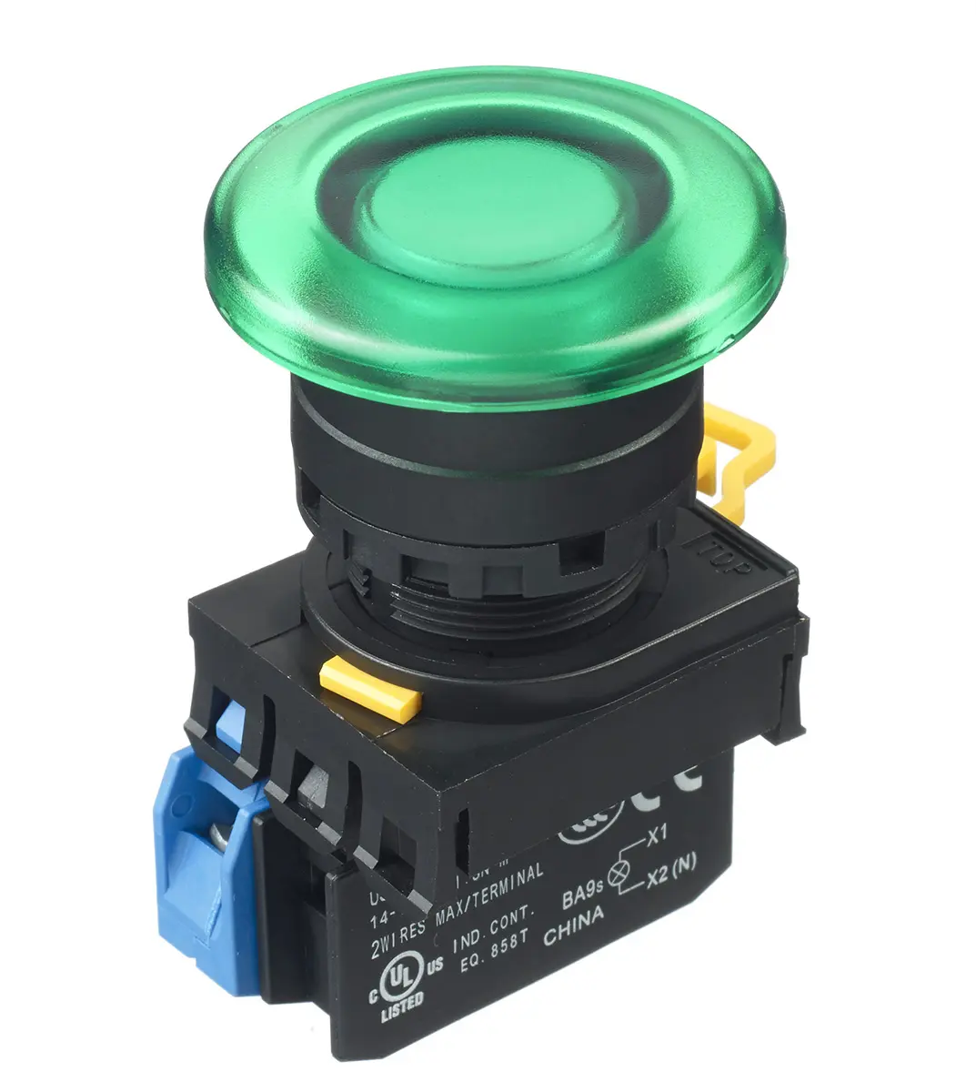 Idec YW Drucktasten-Kompletteinheit Beleuchtet Frontplattenmontage Ø 22 mm, SPST Grün, IP65