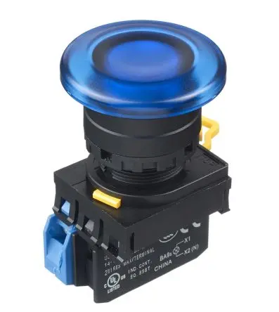 Idec YW Druckschalter Beleuchtet Frontplattenmontage Ø 22 mm, SPST Blau, IP65