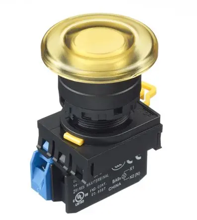 Idec YW Druckschalter Beleuchtet Frontplattenmontage Ø 22 mm, SPST Gelb, IP65