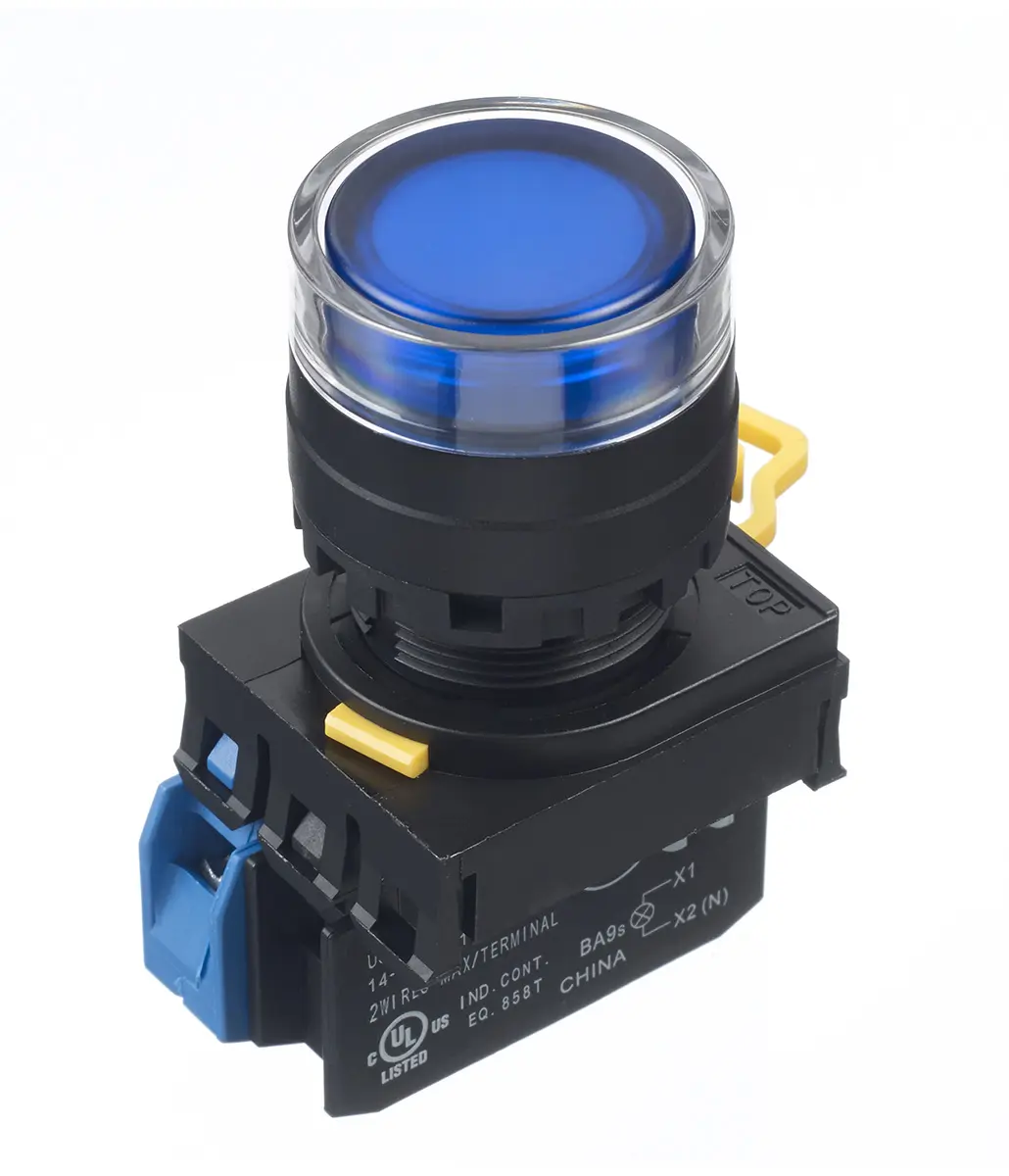 Idec YW Drucktasten-Kompletteinheit Beleuchtet Frontplattenmontage Ø 22 mm, SPST Blau, IP65
