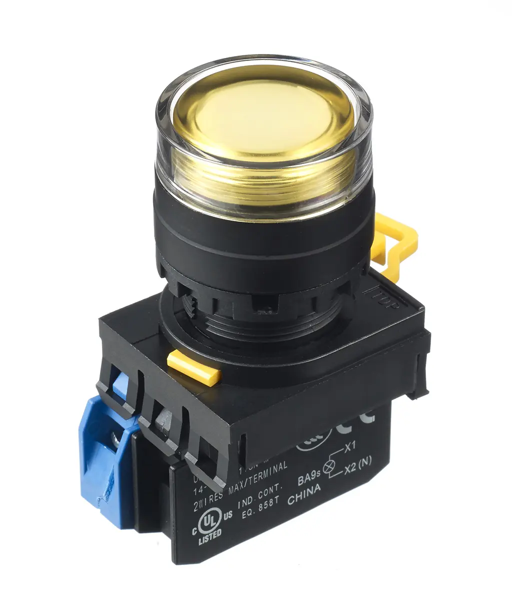Idec YW Drucktasten-Kompletteinheit Beleuchtet Frontplattenmontage Ø 22 mm, SPST Gelb, IP65