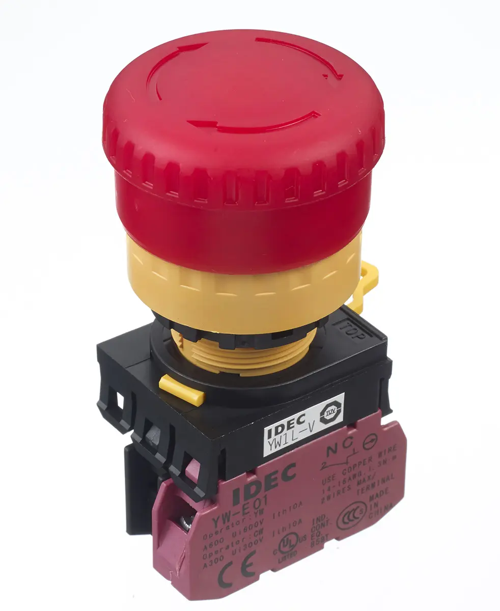 Produktfoto 1 von Idec YW Not-Aus-Drucktaster, Verriegelungsring, Panel, Ø 22 mm, 1 Öffner, Rot Beleuchtet IP65, x 78.3 mm, Drehfreigabe