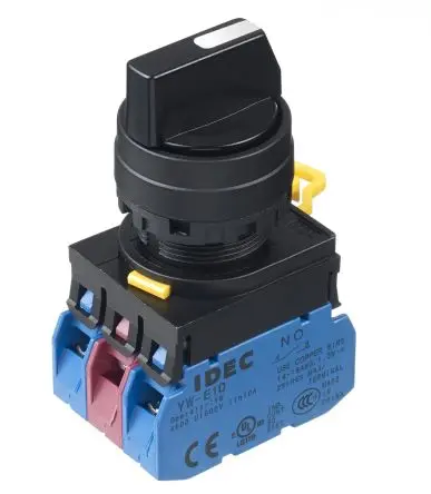 Produktfoto 1 von YW Wahlschalter 3-Stufen Federrückstellung 22 mm Beleuchtet IP65, 2-poliger Umschalter Wurfwinkel 45 °