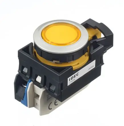 Produktfoto 1 von Idec CW Druckschalter Gelb Beleuchtet Tastend Panel Ø 22 mm, SPST / 10A, IP65
