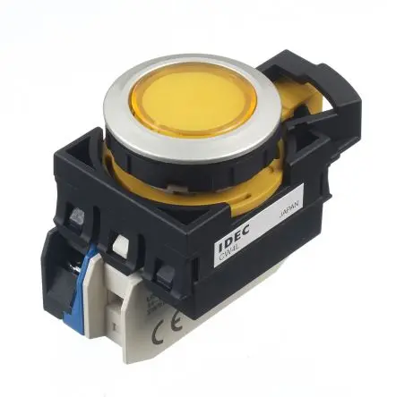 Produktfoto 1 von Idec CW Druckschalter Gelb Beleuchtet Tastend Panel Ø 22 mm, SPST / 10A, IP65