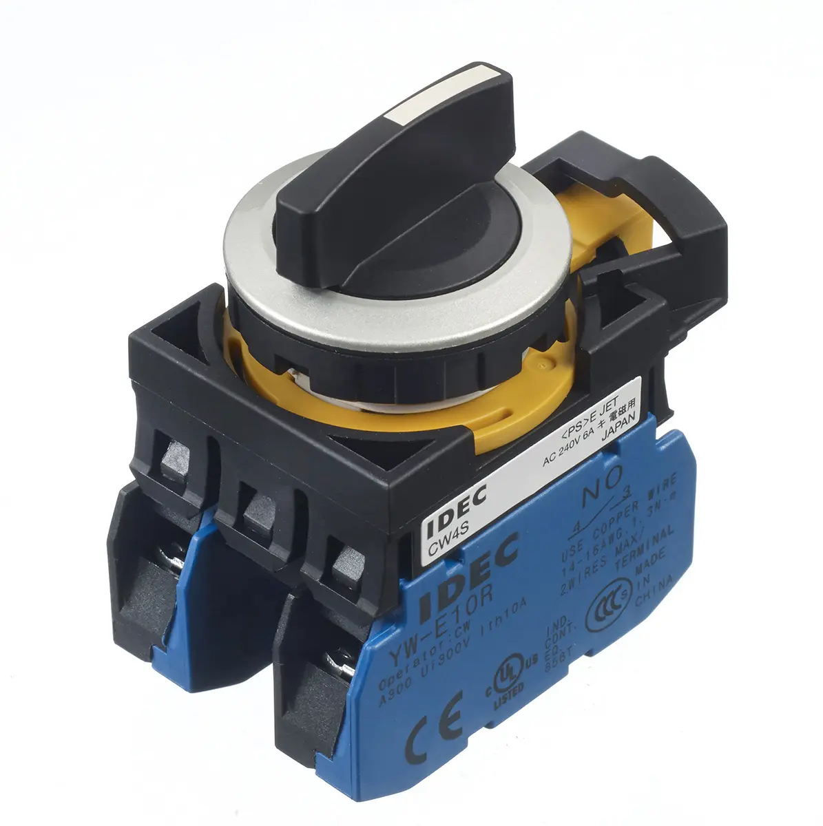 Produktfoto 1 von CW Wahlschalter 3-Stufen Federrückstellung 22 mm IP40, DPST Wurfwinkel 45 °