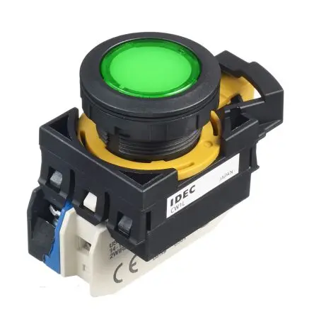 Produktfoto 1 von Idec CW Druckschalter Grün Beleuchtet wartungsfrei Panel Ø 22 mm, SPST / 10A, IP65