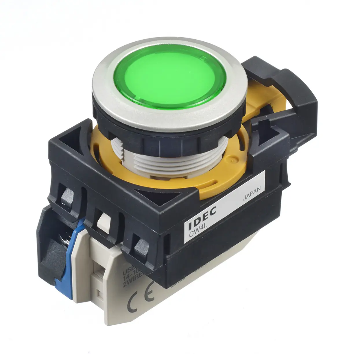 Produktfoto 1 von Idec CW Druckschalter Grün Beleuchtet wartungsfrei Panel Ø 22 mm, SPST / 10 A, IP65