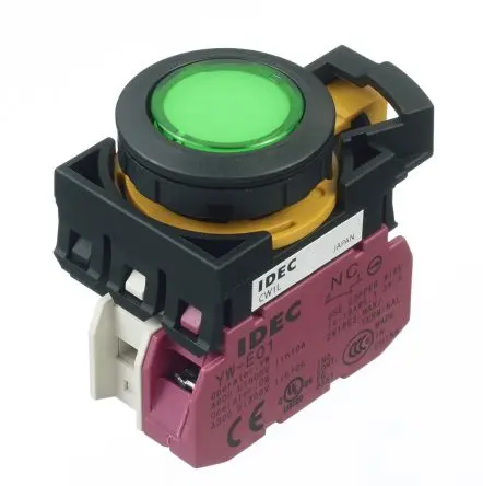 Produktfoto 1 von Idec CW Druckschalter Grün Beleuchtet Tastend Panel Ø 22 mm, SPST / 10A, IP65