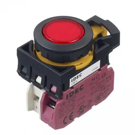 Produktfoto 1 von Idec CW Druckschalter Rot Beleuchtet Tastend Panel Ø 22 mm, SPST / 10A, IP65