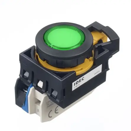Produktfoto 1 von Idec CW Druckschalter Grün Beleuchtet Tastend Panel Ø 22 mm, SPST / 10A, IP65