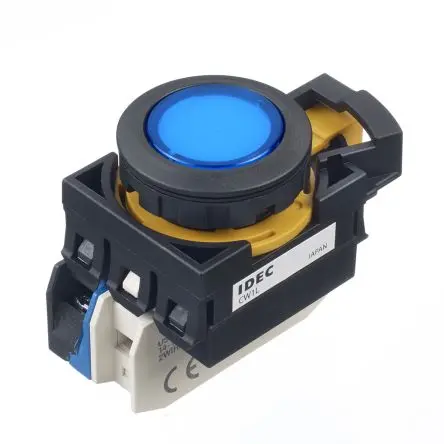 Produktfoto 1 von Idec CW Druckschalter Blau Beleuchtet Tastend Panel Ø 22 mm, SPST / 10A, IP65