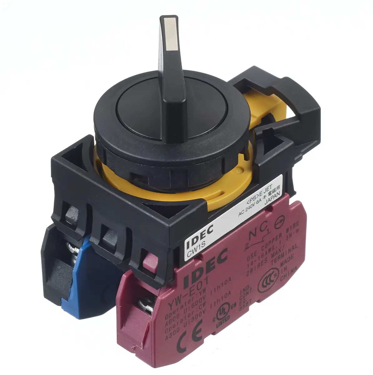 Produktfoto 1 von CW Wahlschalter 2-Stufen Federrückstellung 22 mm IP40, 1-poliger Umschalter Wurfwinkel 90 °
