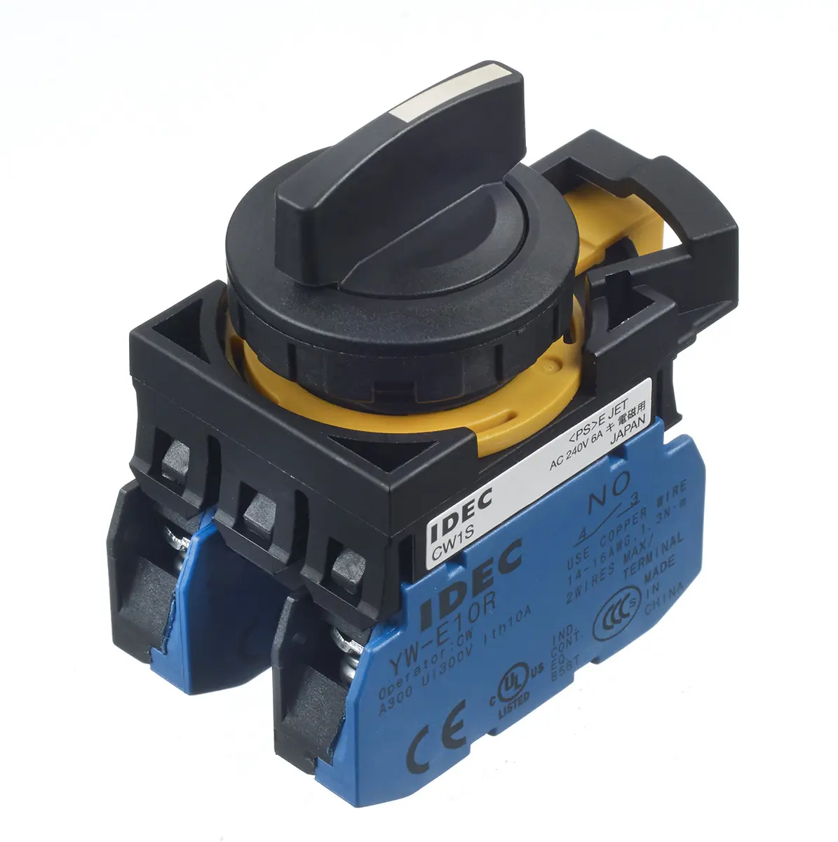 Produktfoto 1 von CW Wahlschalter 3-Stufen Federrückstellung 22 mm IP40, DPST Wurfwinkel 45 °