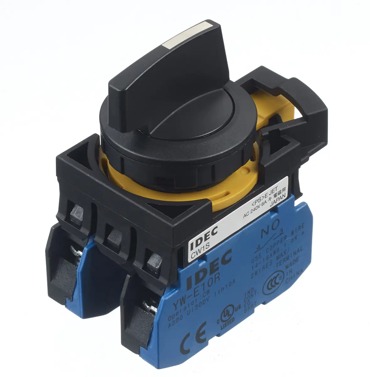 Produktfoto 1 von CW Wahlschalter 3-Stufen Federrückstellung 22 mm IP40, DPST Wurfwinkel 45 °