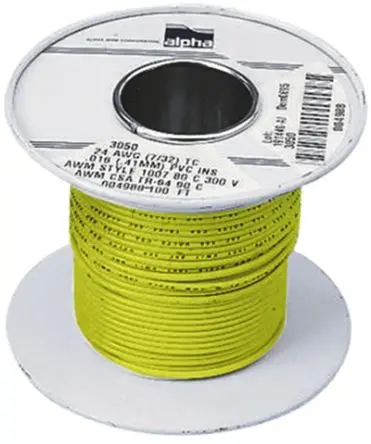 Produktfoto 1 von Alpha Wire Hookup Wire PVC Schaltdraht, 16 AWG 305 m Gelb Ø 2.34 mm 26 Litzen Polyvinylchlorid