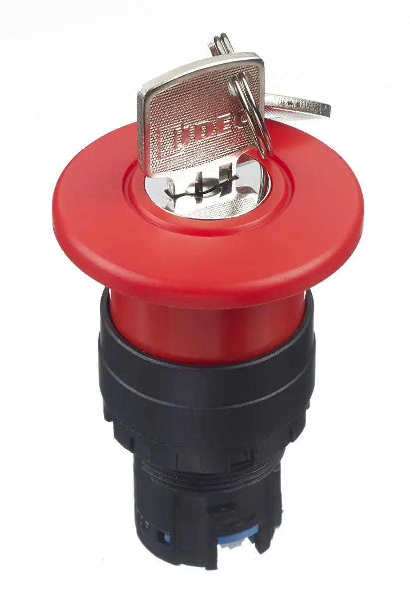 Produktfoto 1 von Idec HW Not-Aus-Schalter, 22 mm, Schlüsselentriegelung, Pilzkopf, IP20, IP65 beleuchtet