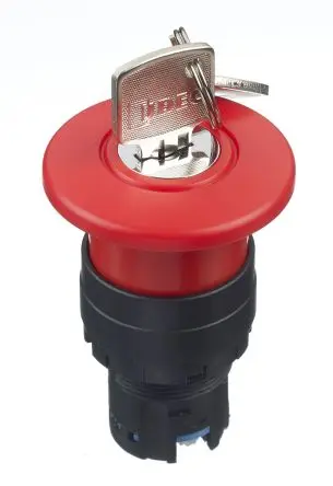 Produktfoto 1 von Idec HW Not-Aus-Schalter, 22 mm, Schlüsselentriegelung, Pilzkopf, IP20, IP65 beleuchtet