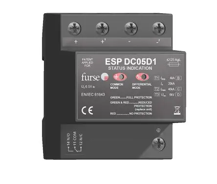 Produktfoto 1 von WJ Furse ESP-DCD1 Überspannungsschutzeinheit Kombinierter Typ 1+2+3 100 kA 5V dc, DIN-Hutschiene, -40 °C→80 °C
