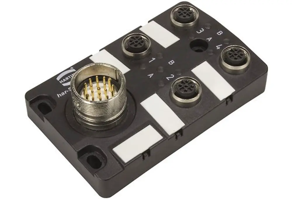 Produktfoto 1 von HARTING Har-SAB Sensor-Box 4 Anschlüsse 4 Auslässe M12 Gerade