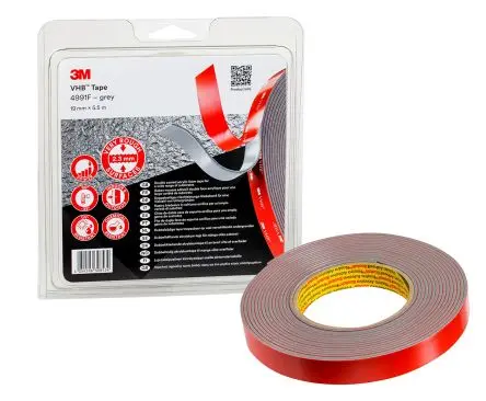 3M 4991F Acrylschaum Schaumstoff Klebeband, Grau, Stärke 2.3 mm, 19mm x 5.5 m, 38.5N/cm