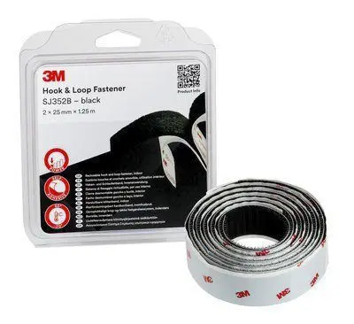 3M Klettband, 25mm x 1.25 m, Schwarz