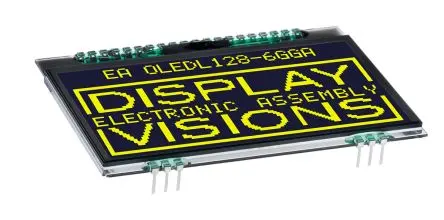 Produktfoto 1 von Display Visions 73.66 mm Gelb OLED-Display 128 x 64 Pixel, 32.94 x 60.78 mm Aktiv-Matrix Grafik I2C/SPI