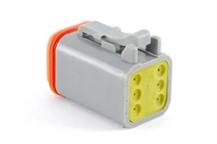 Produktfoto 1 von Amphenol Industrial 06 Kfz-Steckverbinder, Kabel, Kfz-Steckverbinder, Crimpbefestigung, Stecker, 6-polig, Grau /