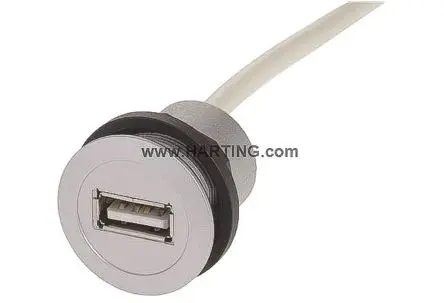 Produktfoto 1 von HARTING, Gerade har-Port USB-Steckverbinder Buchse USB-Typ A auf A 1, Panel USB 2.0 IP20